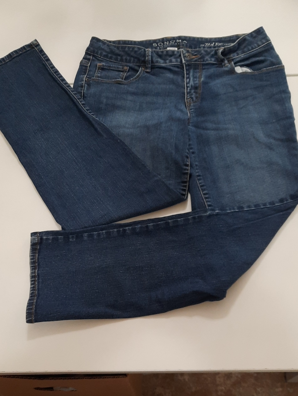Sonoma Dark Wash Two-Tone Straight Leg Jeans - Size 8P